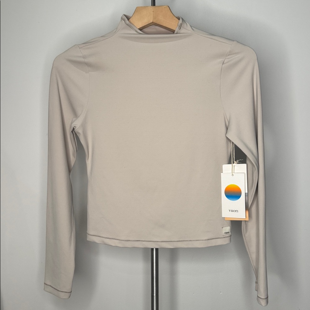 NWT Vuori AllTheFeels™ Long Sleeve Mock Neck Top • Cream • XS - Picture 4 of 14
